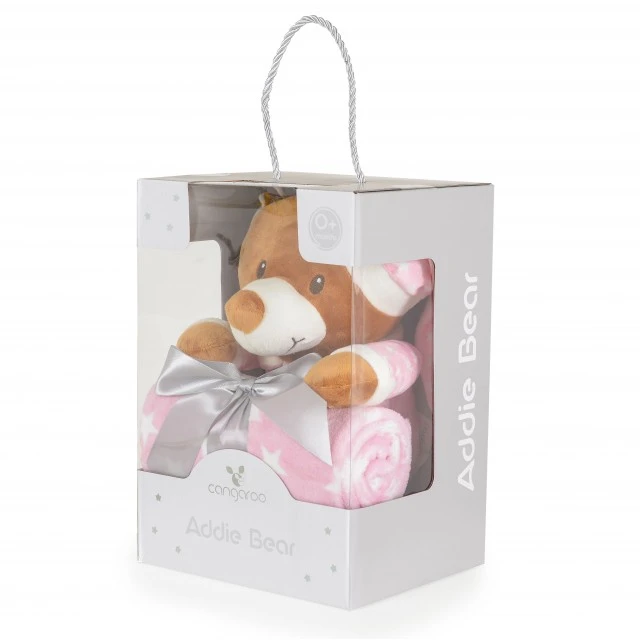 Blanket 90/75 cm with pink Addie Bear toy