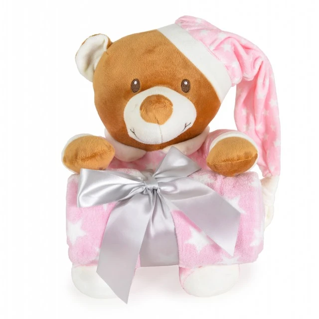 Blanket 90/75 cm with pink Addie Bear toy