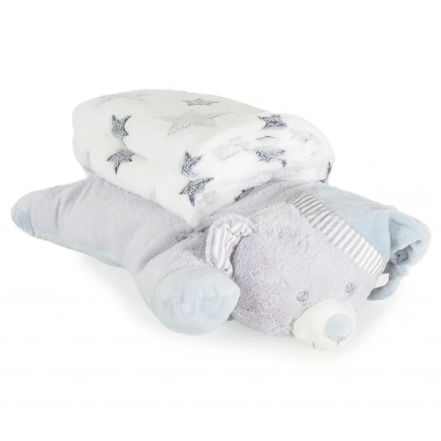 Blanket 90/75 cm with pillow Sleepy Bear gray