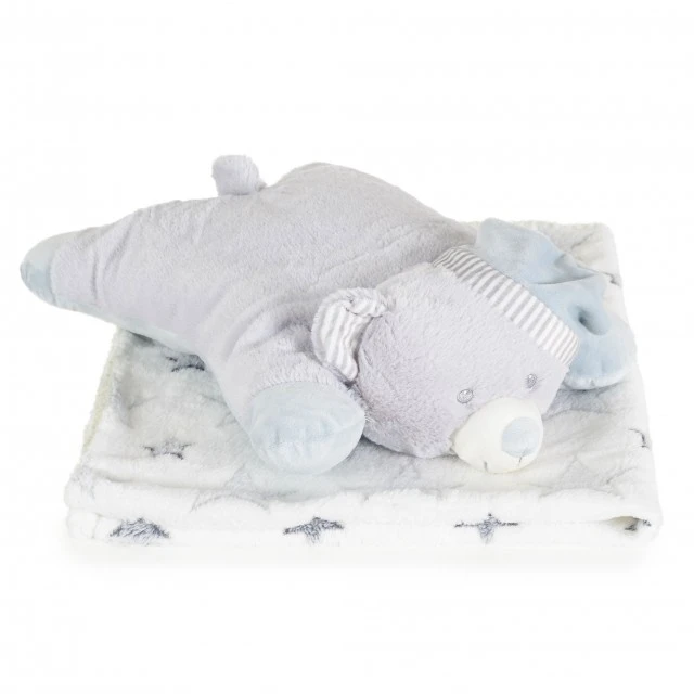 Blanket 90/75 cm with pillow Sleepy Bear gray