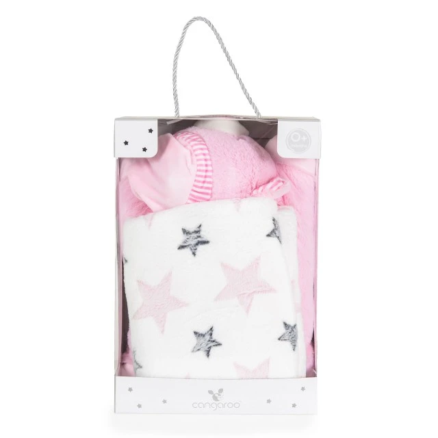 Blanket 90/75 cm with pillow Sleepy Bear pink