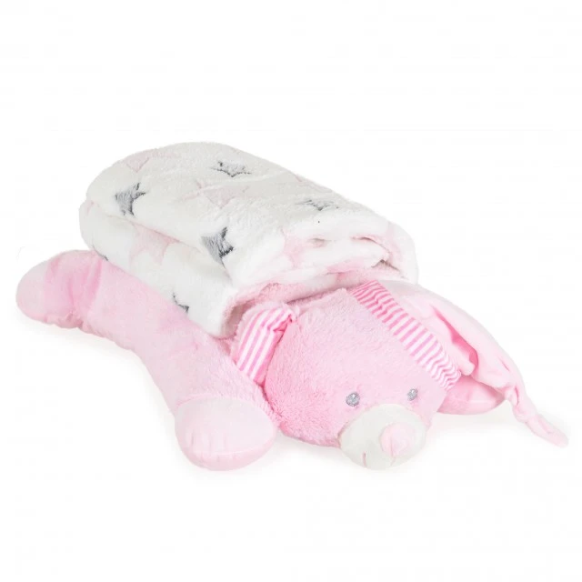 Blanket 90/75 cm with pillow Sleepy Bear pink