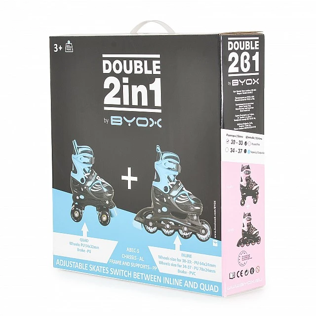 Roller skates Double 2in1 pink S-(30-33)