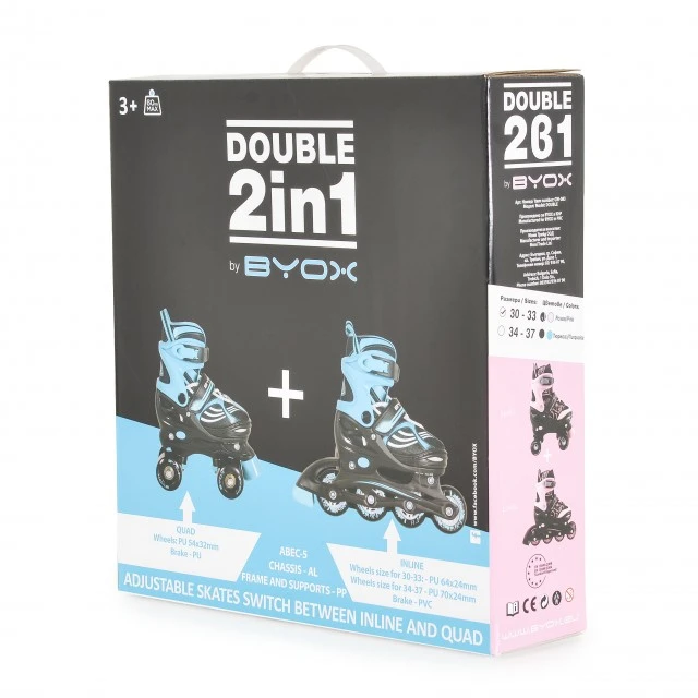 Roller skates Double 2in1 turquoise S-(30-33)