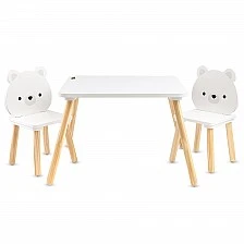 Wooden table with 2 chairs White Bears