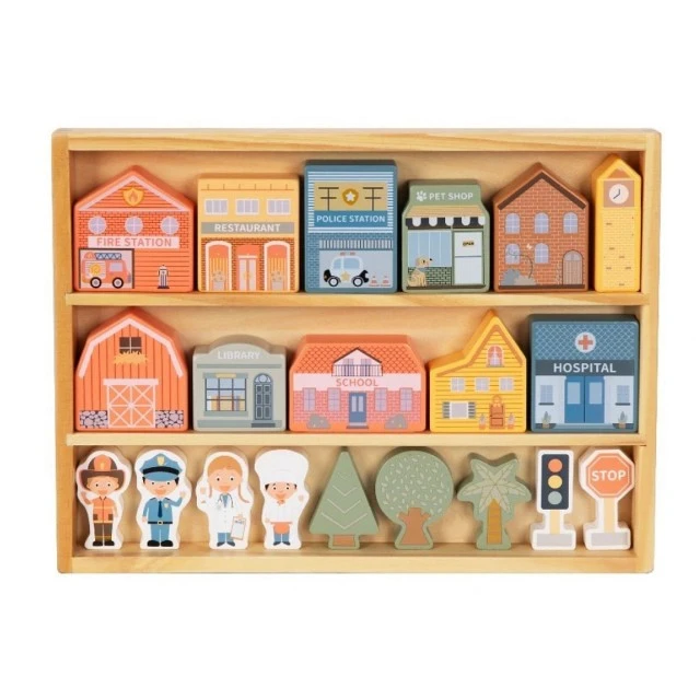 Wooden construction set with figures, City Age: 1+ Number of pieces: 21