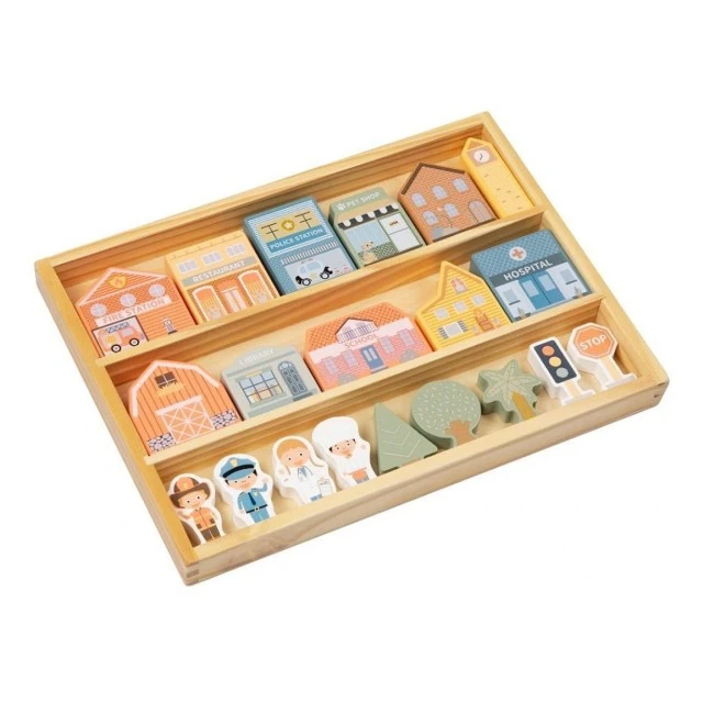 Wooden construction set with figures, City Age: 1+ Number of pieces: 21