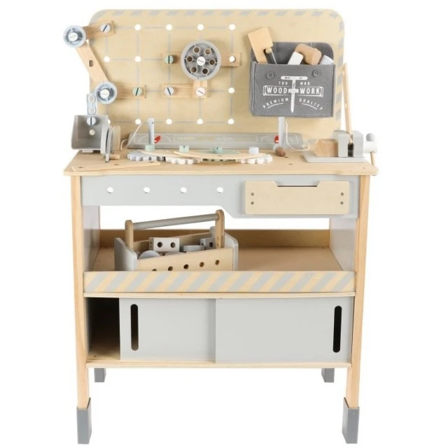Wooden workshop with tools and crane + tool belt Age: 2+