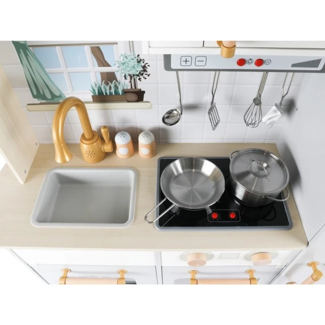 Детска дървена кухня с аксесоари Premium + комплект за готвач Възраст: 2+