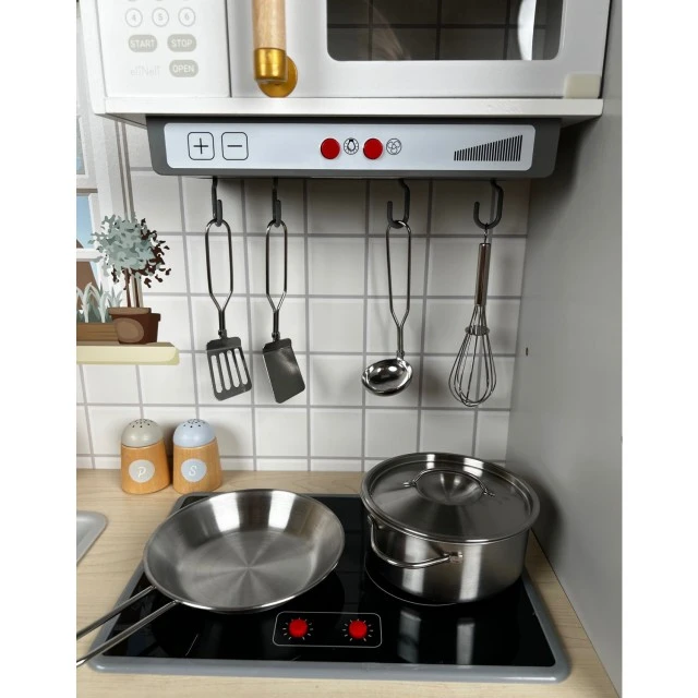 Детска дървена кухня с аксесоари Premium + комплект за готвач Възраст: 2+