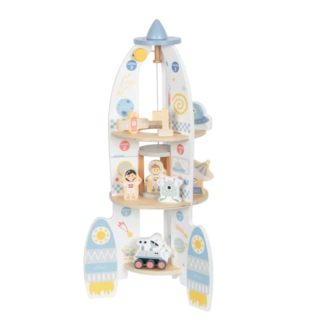 Wooden rocket with elevator and accessories Age: 2+