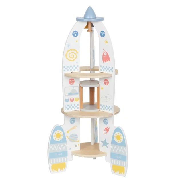 Wooden rocket with elevator and accessories Age: 2+