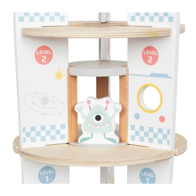 Wooden rocket with elevator and accessories Age: 2+