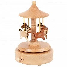 Дървена музикална кутия - Въртележка с кончета Възраст: 3+