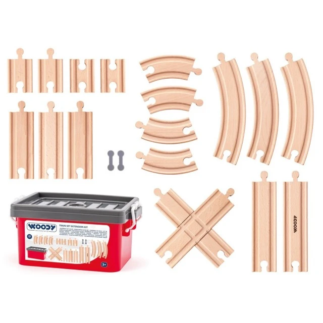 Wooden track set in a box Age: 3+ Number of pieces: 20