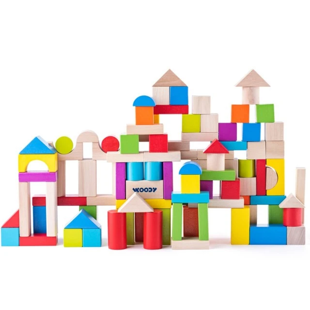 Wooden color construction set in a bucket, 100 pieces Age: 1+ Number of pieces: 100