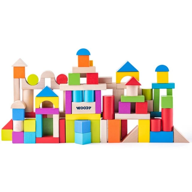 Wooden color construction set in a bucket, 100 pieces Age: 1+ Number of pieces: 100
