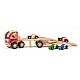 Wooden car transporter with racing cars Age: 3+ Size: 30x13x9 cm