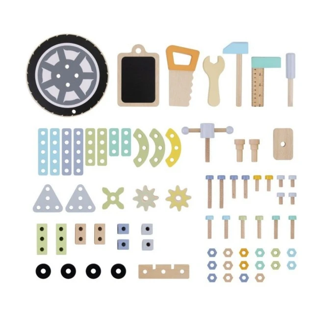 Wooden workshop with tools and compressor Age: 2+