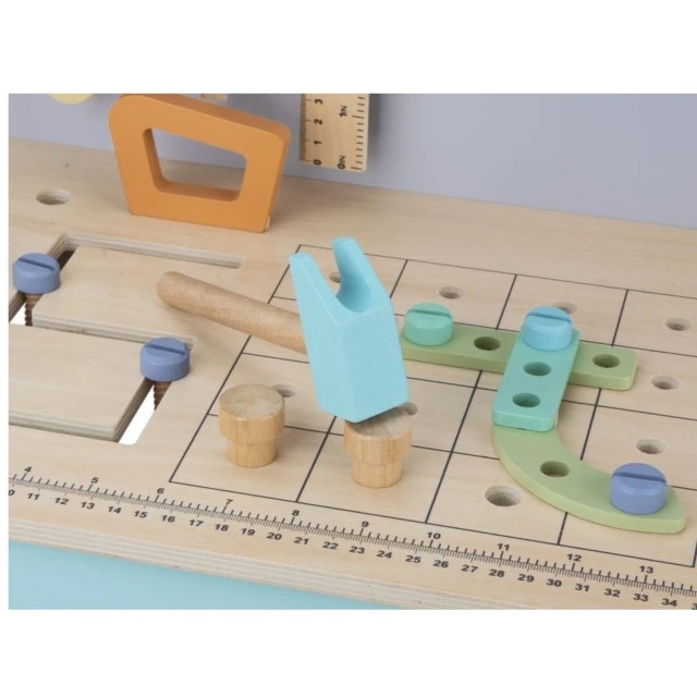 Wooden workshop with tools and compressor Age: 2+