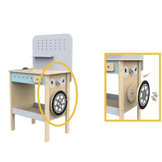 Wooden workshop with tools and compressor Age: 2+