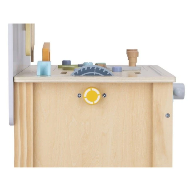 Wooden workshop with tools and compressor Age: 2+