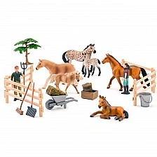Horse farm with horses and accessories, 25 pieces Age: 3+ Number of pieces: 25