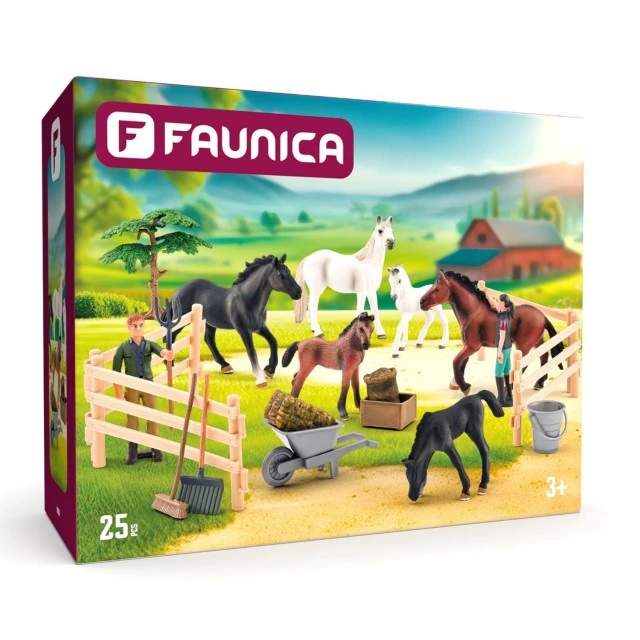 Horse farm with horses and accessories, 25 pieces Age: 3+ Number of pieces: 25