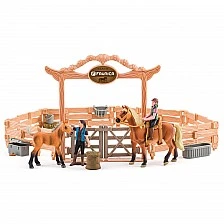 Riding school with horses and accessories, 23 pieces Age: 3+ Number of pieces: 23