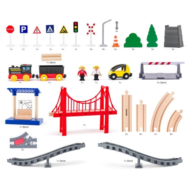 Electric train set with accessories, 80 pieces Age: 2+ Number of pieces: 80
