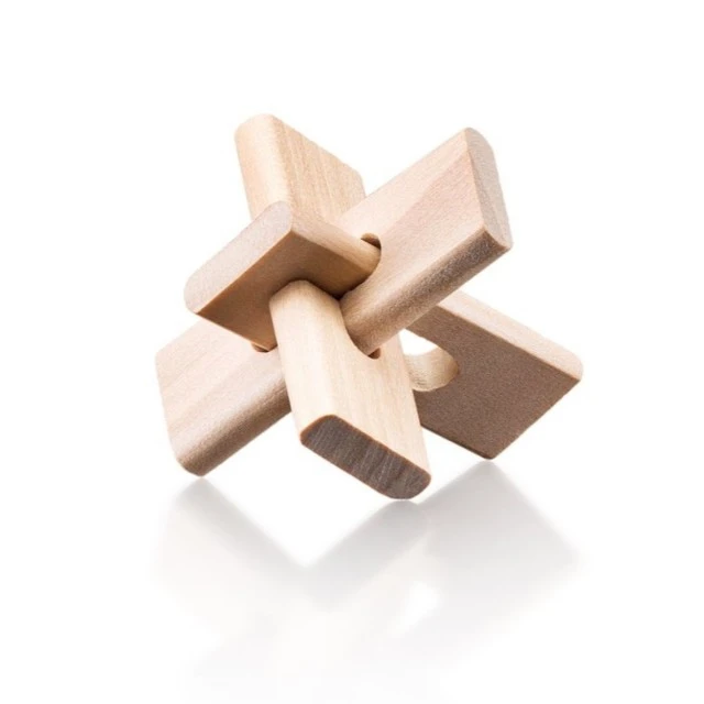 Set of wooden and metal brain teaser puzzles, 6 pieces Age: 4+
