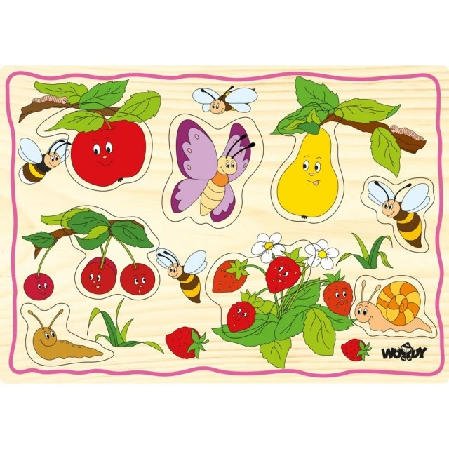 Wooden puzzle with handles Fruits Age: 1+