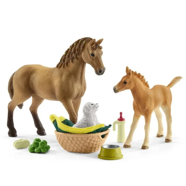 Set Mare with foal and child, Schleich Age: 3+ Size: 19x14.5x6 cm