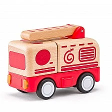 Wooden fire truck with sound and light Age:1+