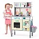 Wooden kitchen with accessories and blackboard Age: 3+ Size: 53x68x15.5 cm