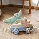 Дървена играчка за дърпане Крокодил с барабан Възраст: 1+
