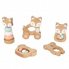 Baby wooden set Animals 5in1 Age: 6+ months
