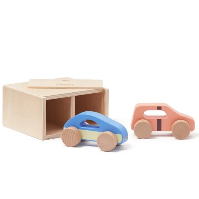 Wooden set of 2 strollers with garage Swedish Design Age: 1+ Size: 30x13x14 cm