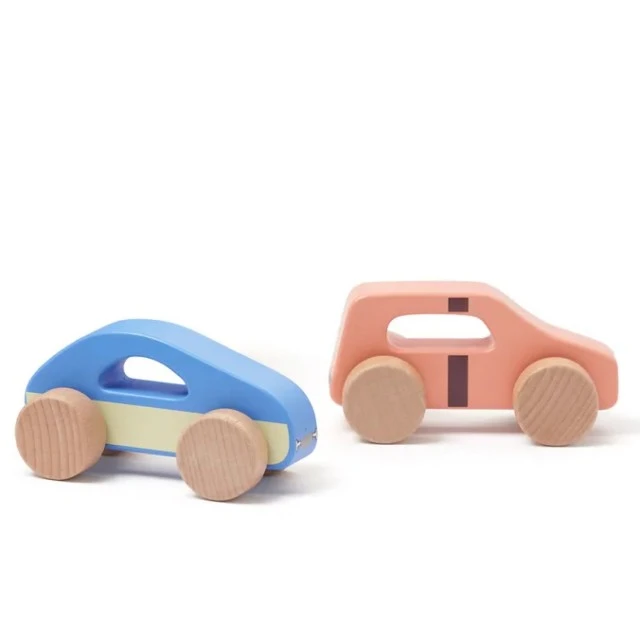 Wooden set of 2 strollers with garage Swedish Design Age: 1+ Size: 30x13x14 cm