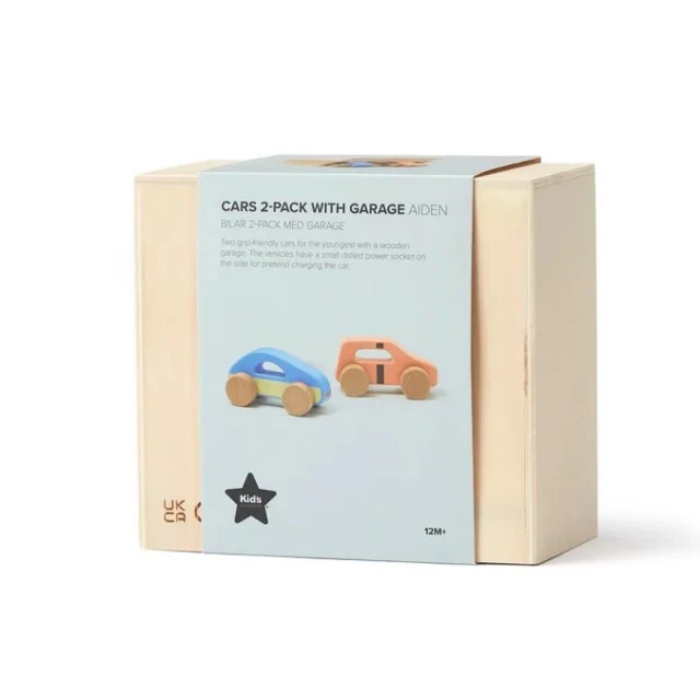 Wooden set of 2 strollers with garage Swedish Design Age: 1+ Size: 30x13x14 cm