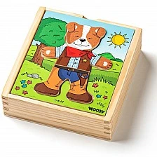 Set of 6 wooden puzzles Jaff the Dog Age: 2+