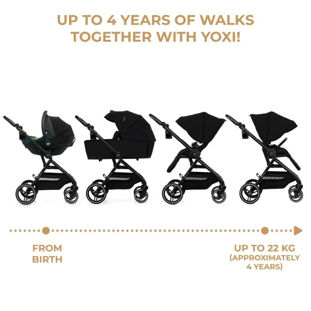 Kinderkraft YOXI baby stroller 3in1 PURE BLACK