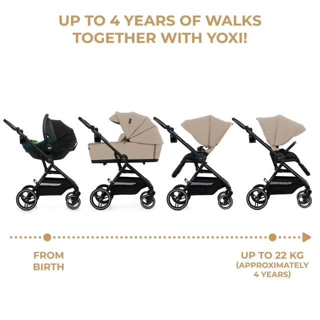 Kinderkraft YOXI бебешка количка 3в1 SAND BEIGE