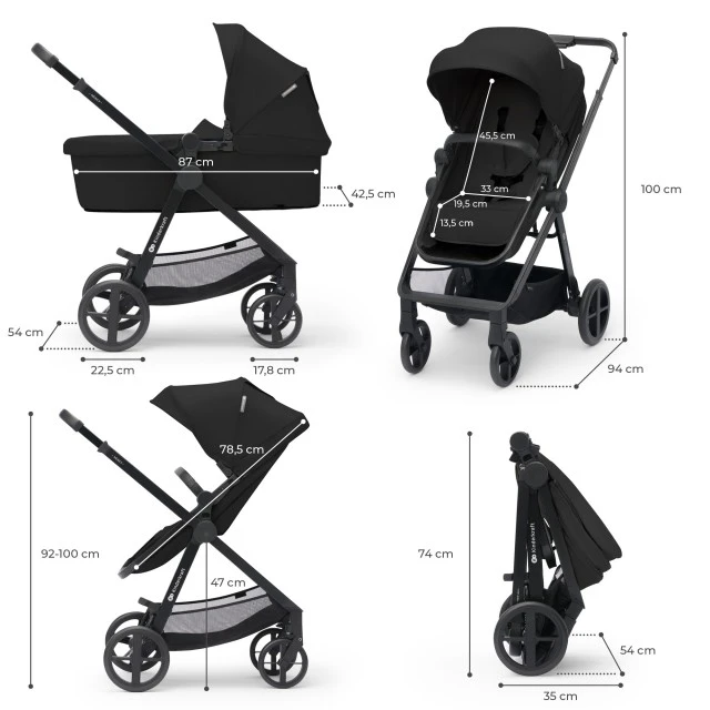 Kinderkraft NEWLY baby stroller 4 in 1 CLASSIC BLACK