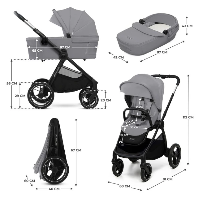 KinderKraft baby stroller 2in1 NEA 2.0 PLATINIUM GREY
