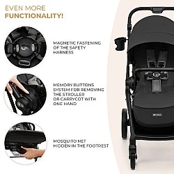 Kinderkraft YOXI baby stroller 3in1 MOONLIGHT GREY