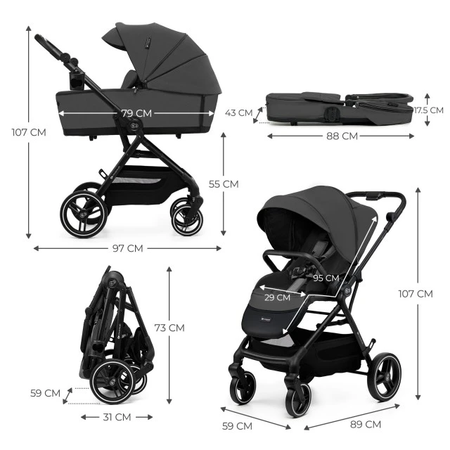 Kinderkraft YOXI baby stroller 3in1 MOONLIGHT GREY