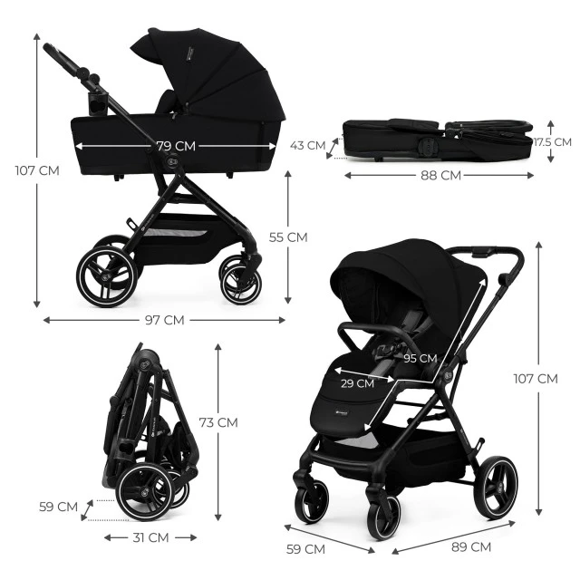 Kinderkraft YOXI baby stroller 3in1 PURE BLACK
