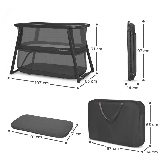 KinderKraft SOFI PLUS travel cot grey KLSOFIPLGRY
