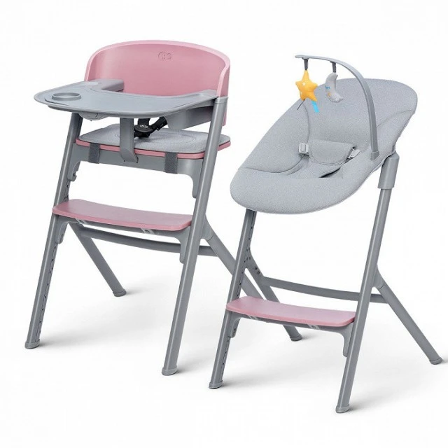 KinderKraft LIVY high chair pink + CALMEE lounge chair